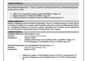 Thermal Power Plant Electrical Engineer Resume Sample Resume 2 Pdf Nature