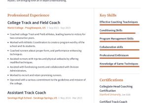 Track and Field College athletic Resume Samples Track Coach Resume Example with Content Sample Craftmycv