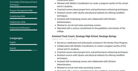 Track and Field College athletic Resume Samples Track Coach Resume Example & Writing Guide Â· Resume.io