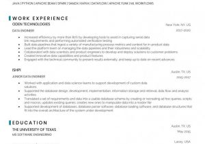 University Of Texas Austin Resume Template Data Engineer Resume Sample and Template 365 Data Science