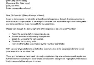 Volunteer In A Hospital Resume Cover Letter Samples Hospital Volunteer Cover Letter Examples – Qwikresume