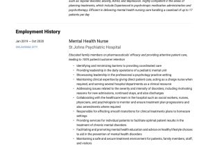 Volunteer with Adult with Mental Illness Resume Samples Mental Health Nurse Resume & Guide  20 Free Templates