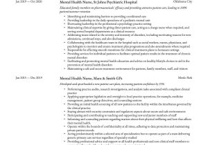Volunteer with Adult with Mental Illness Resume Samples Mental Health Nurse Resume & Guide  20 Free Templates