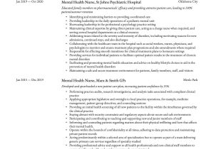 Volunteer with Adult with Mental Illness Resume Samples Mental Health Nurse Resume & Guide  20 Free Templates