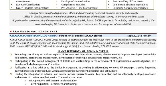 Vp Corporate social Responsibility Resume Sample Transformation Of A Vp – Hr Resume