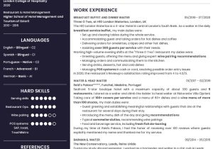 Waitress Resume with No Experience Sample Job-winning Waiter / Waitress Cv Example   the Ultimate Guide