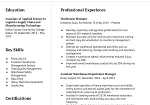 Warehouse Manager Job Description Resume Sample Warehouse Manager Resume Examples In 2022 – Resumebuilder.com
