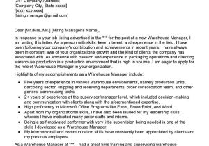 Warehouse Manager Resume Cover Letter Samples Warehouse Manager Cover Letter Examples – Qwikresume