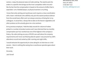 Warehouse Manager Resume Cover Letter Samples Warehouse Worker Cover Letter Examples & Expert Tips [free]