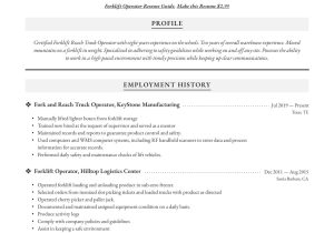 Warehouse Postion On forklift On Resume Samples Resume forklift Operator & Writing Guide 17 Examples Pdf 2022