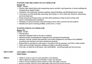 Wastewater Treatment Plant Operator Resume Sample Sewage Plant Operator Cover Letter February 2021