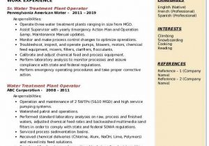 Wastewater Treatment Plant Operator Resume Sample Water Treatment Plant Operator Resume Samples