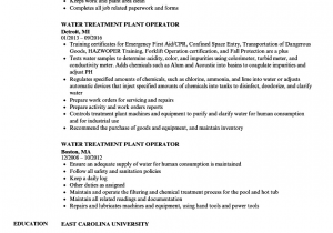 Wastewater Treatment Plant Operator Resume Sample Water Treatment Plant Operator Resume Samples