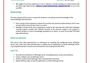 Weblogic and soa Admin Sample Resumes oracle Weblogic Admin 11g 12c Course Online Training by Sacrostect …