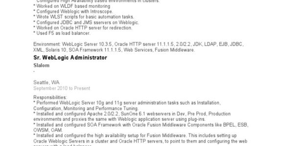 Weblogic and soa Admin Sample Resumes soa Sample Resume Pdf Application Server Java Platform