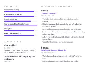 Wells Fargo Commercial Banking Resume Sample Banker Resume Example with Content Sample Craftmycv
